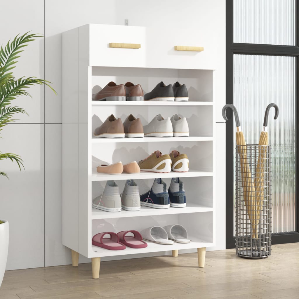 Vidaxl Schuhschrank 60x35x105 cm verarbeitetes Holz Hochglanz weiß