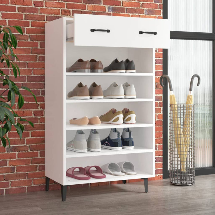 VIDAXL -Schuhschrank 60x35x105 cm propertiertes Holz weiß