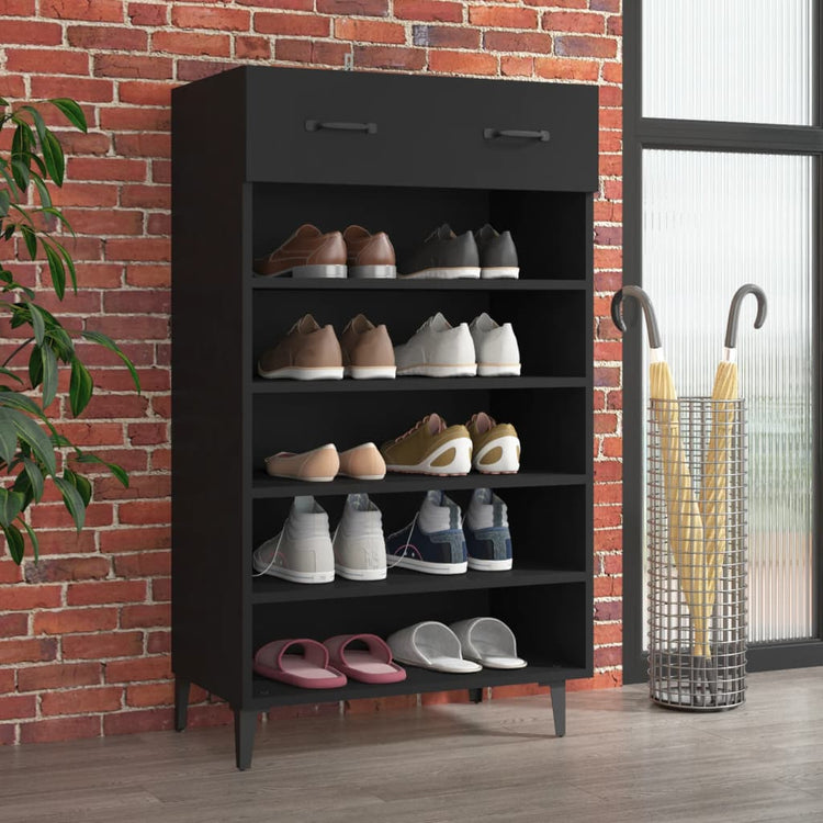 Vidaxl Schuhschrank 60x35x105 cm propertiertes Holzschwarz