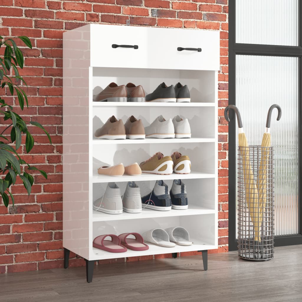 Vidaxl Schuhschrank 60x35x105 cm verarbeitetes Holz Hochglanz weiß