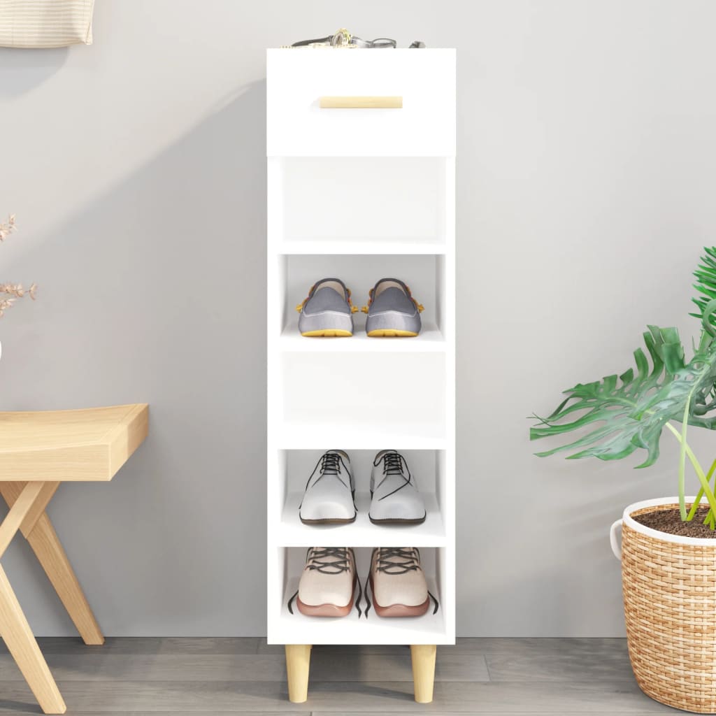 VIDAXL -Schuhschrank 30x35x105 cm propertiertes Holz weiß