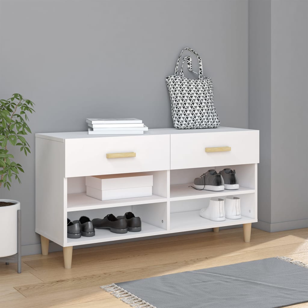 Vidaxl Schuhschrank 102x35x55 cm verarbeitetes Holz weiß
