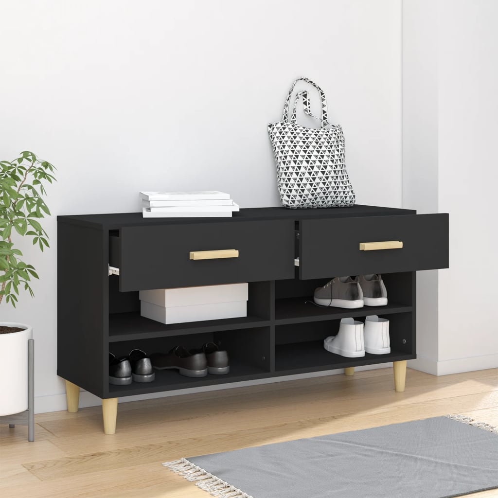Vidaxl Schuhschrank 102x35x55 cm propertiertes Holzschwarz
