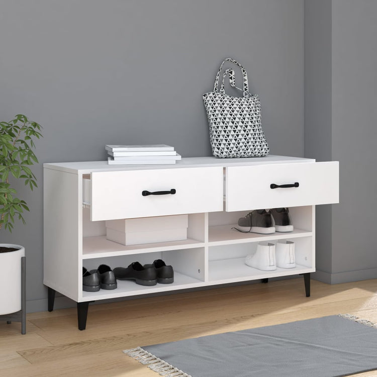 Vidaxl Schuhschrank 102x35x55 cm verarbeitetes Holz weiß