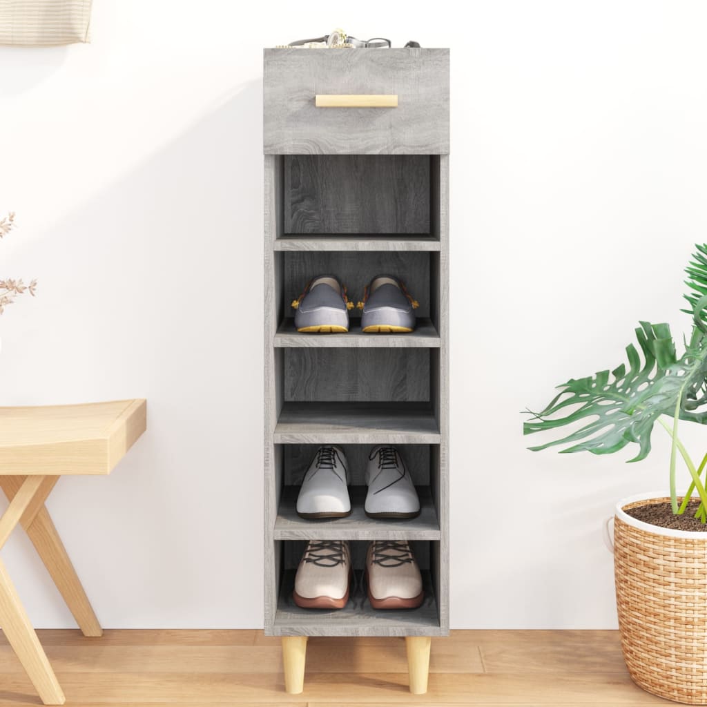VIDAXL -Schuhschrank 30x35x105 cm propertiertes Holzgrau Sonoma Eiche Farbe
