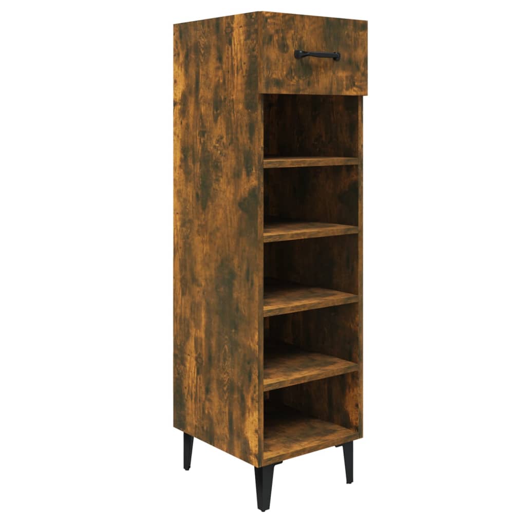 VIDAXL -Schuhschrank 30x35x105 cm Eigenschaften mit geräuchertem Eichenbaus befördert