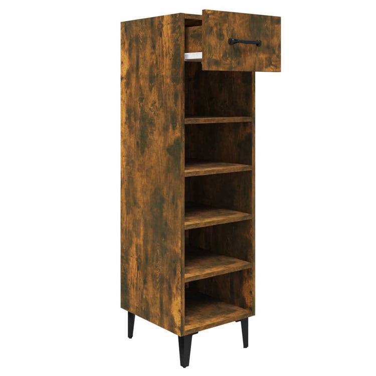 VIDAXL -Schuhschrank 30x35x105 cm Eigenschaften mit geräuchertem Eichenbaus befördert
