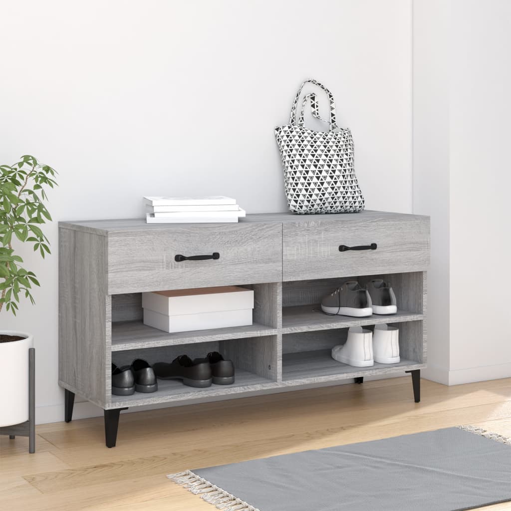 Vidaxl Schuhschrank 102x35x55 cm propertiertes Holzgrau Sonoma Eiche Farbe
