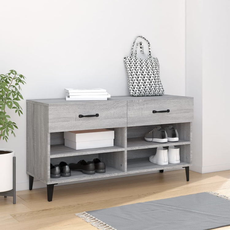 Vidaxl Schuhschrank 102x35x55 cm propertiertes Holzgrau Sonoma Eiche Farbe