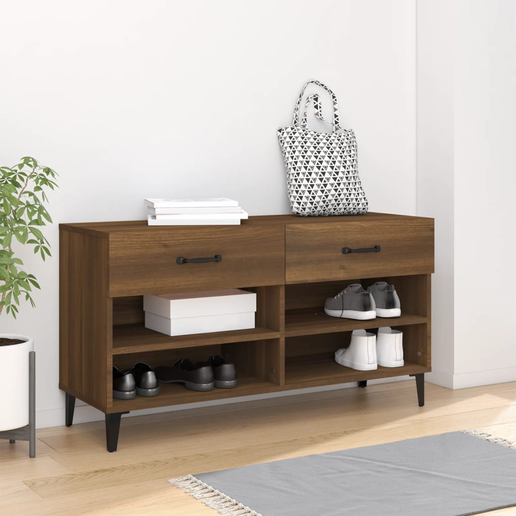 Vidaxl Schuhschrank 102x35x55 cm Schnittholzbraune Eiche Farbe