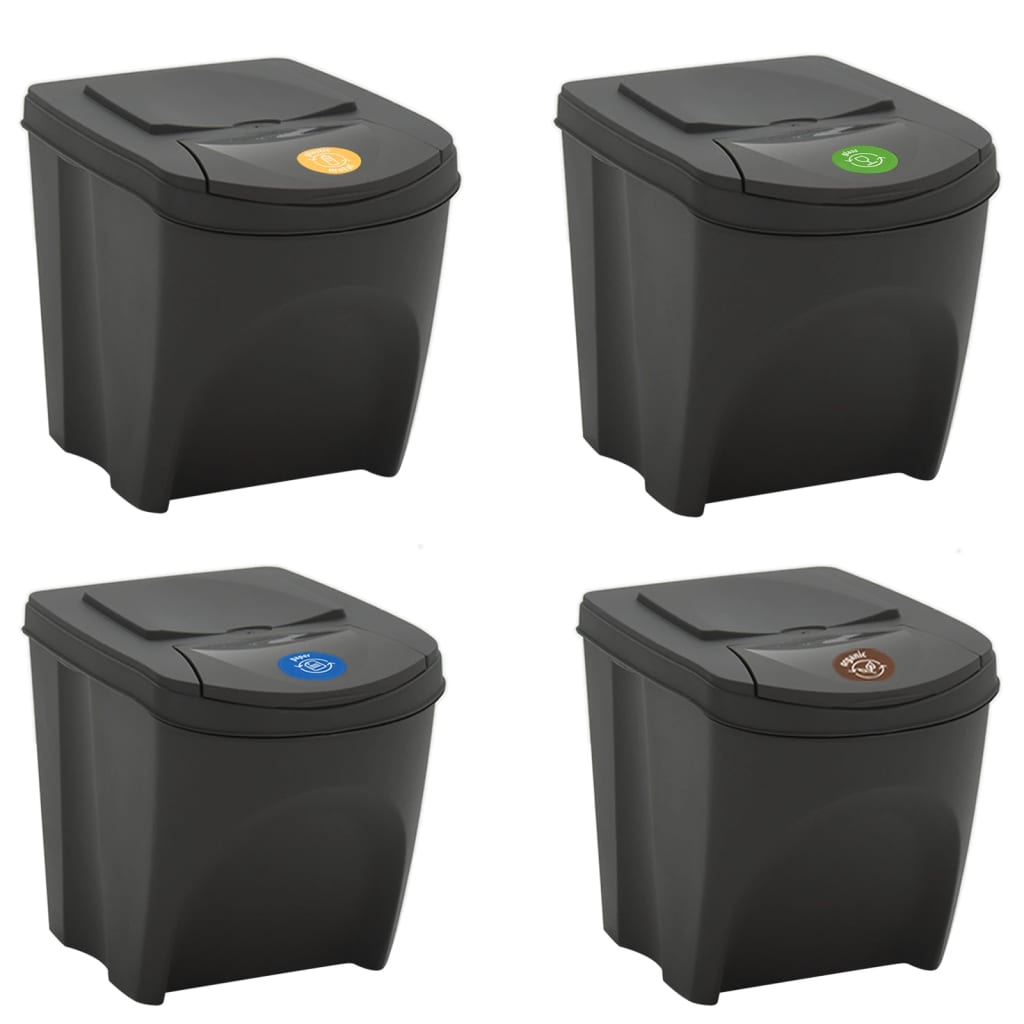Vidaxl Mülldosen 4 ST Stapelbar 100 l Polypropengrau