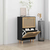 Vidaxl -Schuhschrank 52x25x80 cm propertiertes Holz und Rattan Schwarz