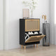Vidaxl -Schuhschrank 52x25x80 cm propertiertes Holz und Rattan Schwarz