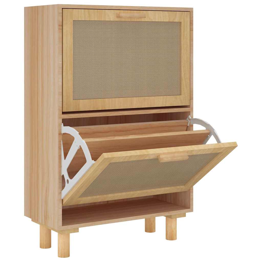 Vidaxl Schuhschrank 52x25x80 cm verarbeitetes Holz natürlicher Rattan -Braun