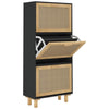 VIDAXL -Schuhschrank 52x25x115 cm propertiertes Holz und Rattan Schwarz