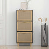 VIDAXL -Schuhschrank 52x25x115 cm propertiertes Holz und Rattan Schwarz