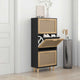 VIDAXL -Schuhschrank 52x25x115 cm propertiertes Holz und Rattan Schwarz