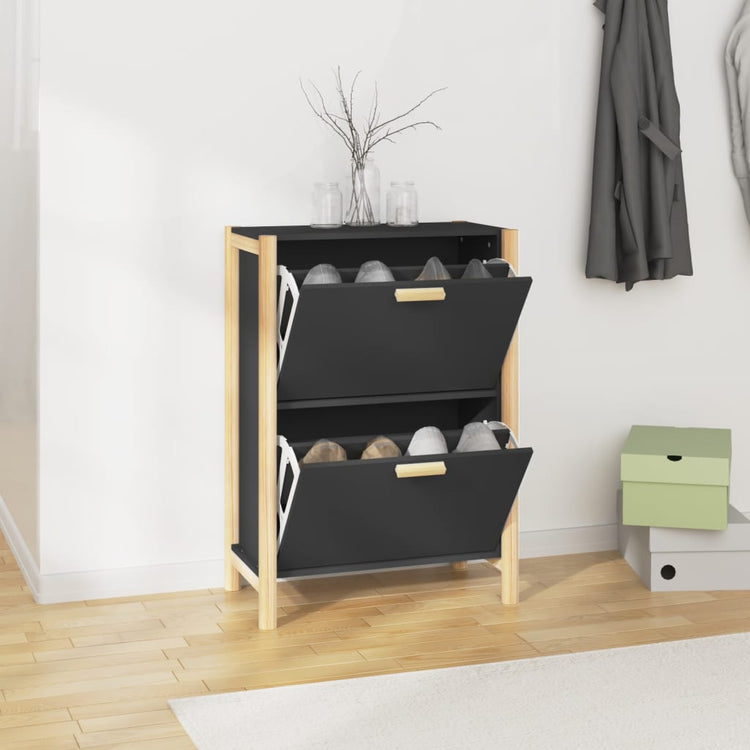 Vidaxl Schuhschrank 57,5x33x80 cm propertiertes Holzschwarz