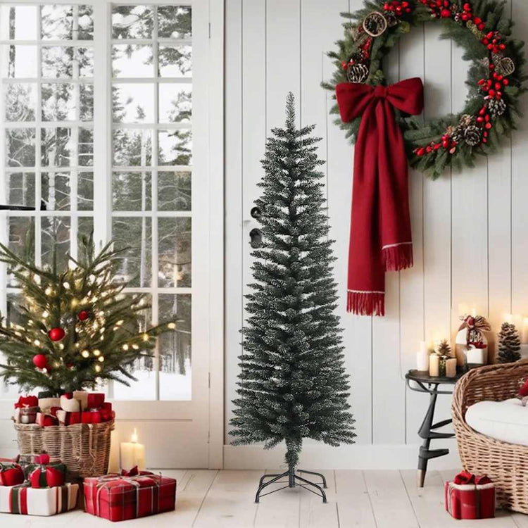 Vidaxl kunstkerstboom mit Standard schmal 150 cm PVC -Grün
