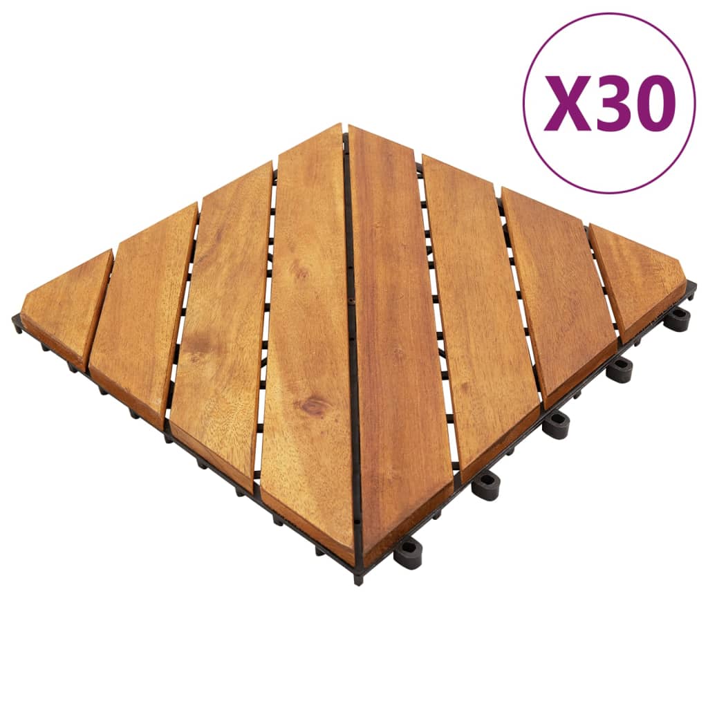 VIDAXL -Terrassenfliesen 30 x 30 x 30 cm Feststoff Acaciahout Braun