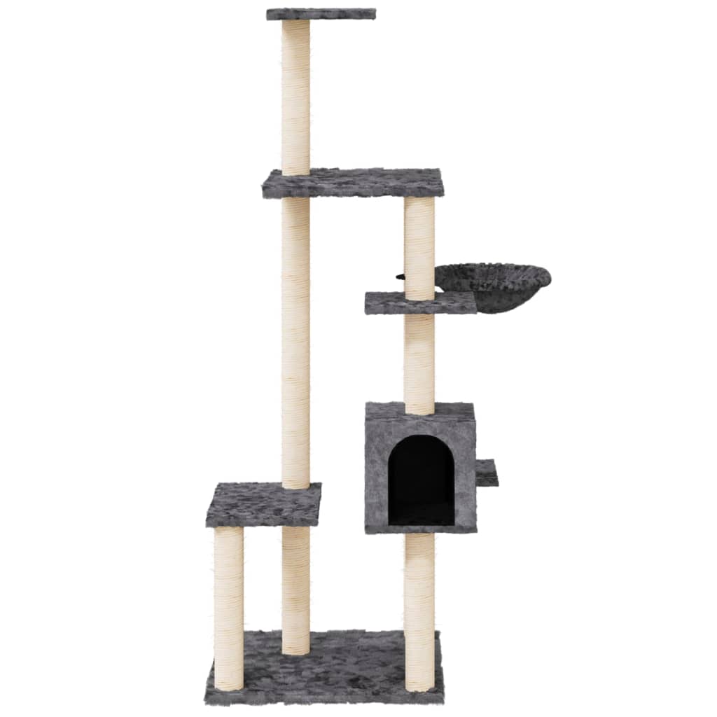 Vidaxl -Katzenmöbel mit Sisal -Kratzern 142 cm dunkelgrau