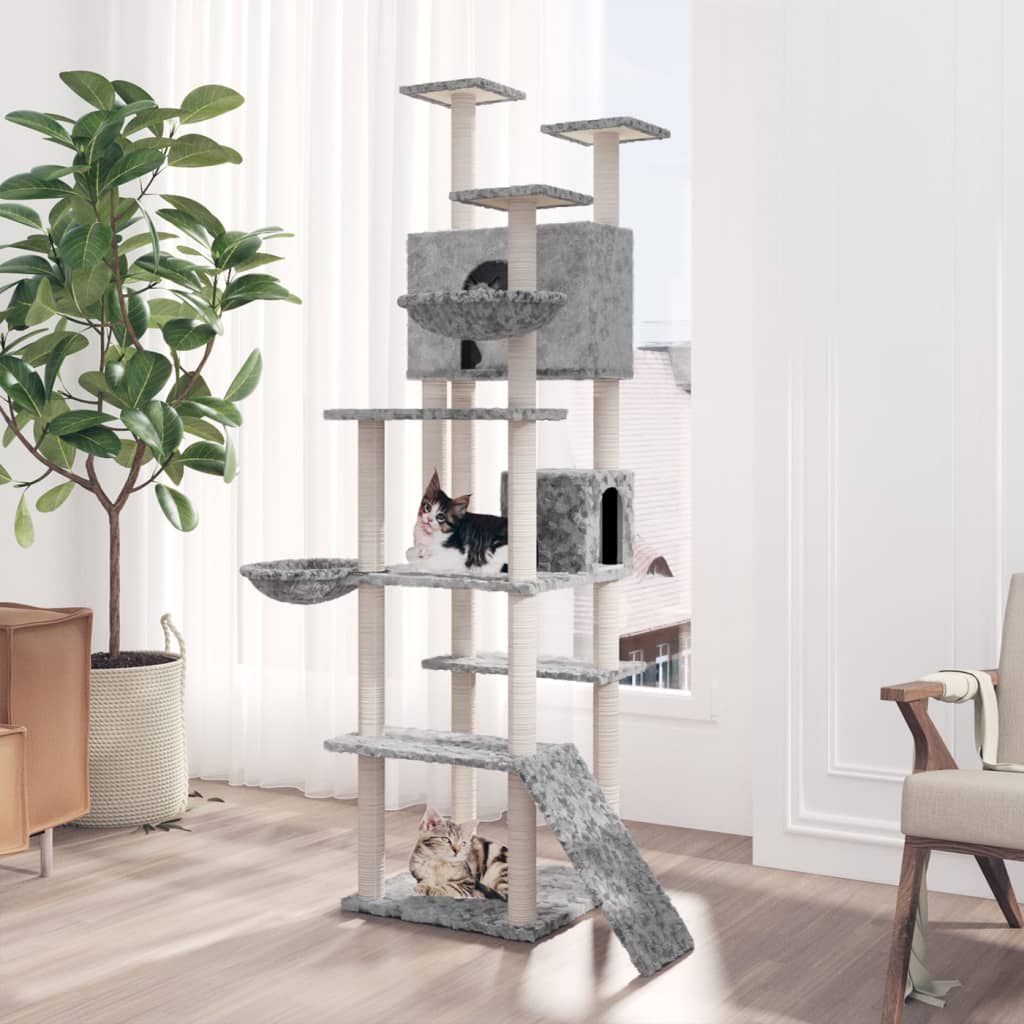 Vidaxl -Katzenmöbel mit Sisal -Kratzerpfosten 191 cm hellgrau
