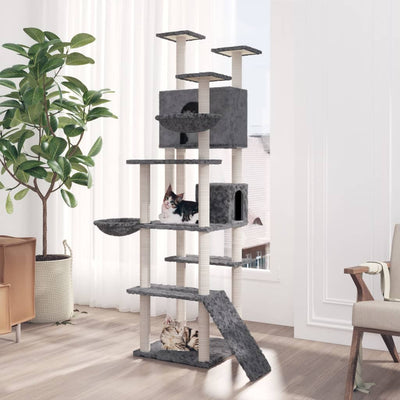 Vidaxl -Katzenmöbel mit Sisal -Kratzerpfosten 191 cm dunkelgrau