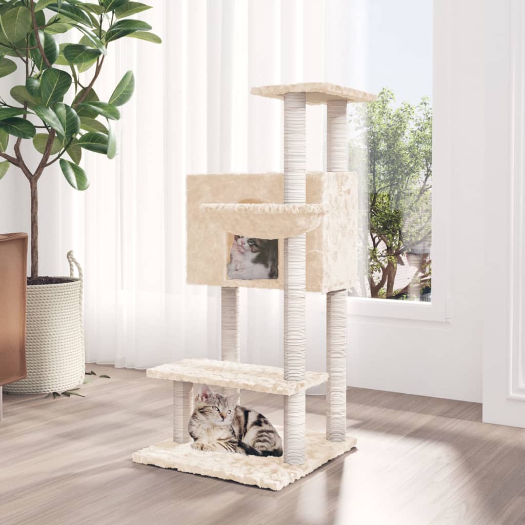 Vidaxl -Katzenmöbel mit Sisal -Kratzerpfosten 108,5 cm Creme -Colored