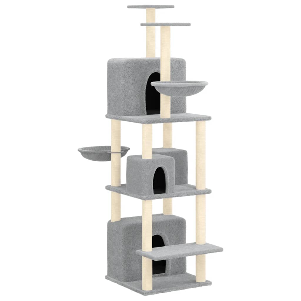 Vidaxl -Katzenmöbel mit Sisal -Kratzerpfosten 180 cm hellgrau