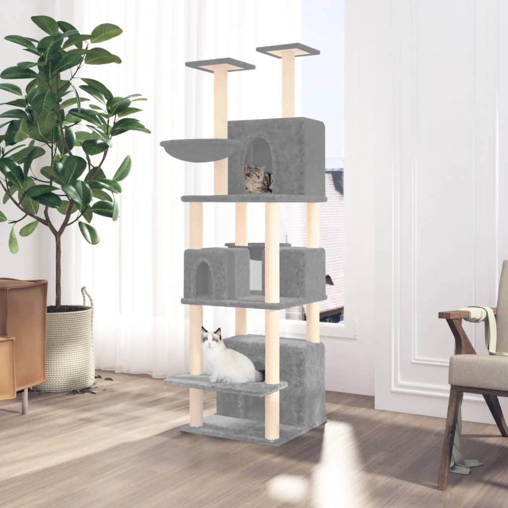 Vidaxl -Katzenmöbel mit Sisal -Kratzerpfosten 180 cm hellgrau