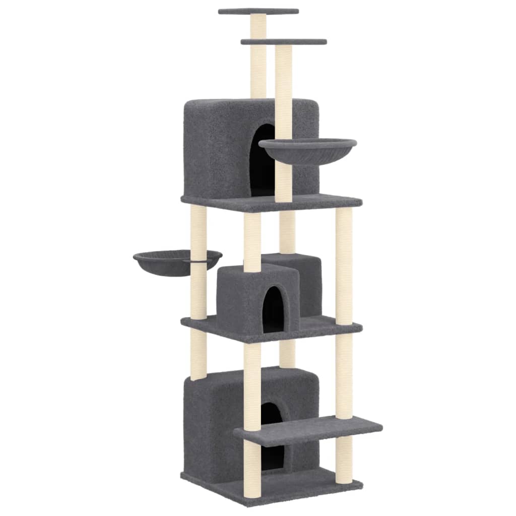 Vidaxl -Katzenmöbel mit Sisal -Kratzerpfosten 180 cm dunkelgrau