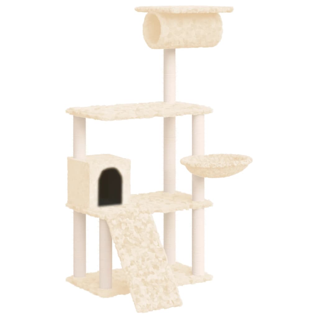 Vidaxl -Katzenmöbel mit Sisal -Kratzerpfosten 131 cm Creme -Colored