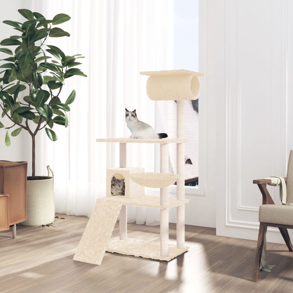 Vidaxl -Katzenmöbel mit Sisal -Kratzerpfosten 131 cm Creme -Colored