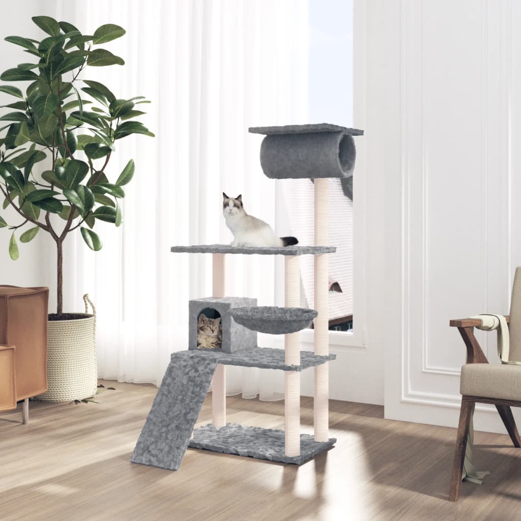 Vidaxl -Katzenmöbel mit Sisal -Kratzerpfosten 131 cm hellgrau