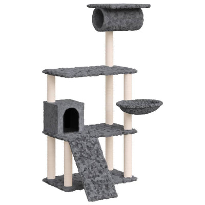 Vidaxl -Katzenmöbel mit Sisal -Kratzerpfosten 131 cm dunkelgrau