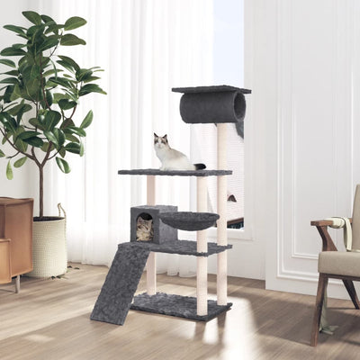 Vidaxl -Katzenmöbel mit Sisal -Kratzerpfosten 131 cm dunkelgrau