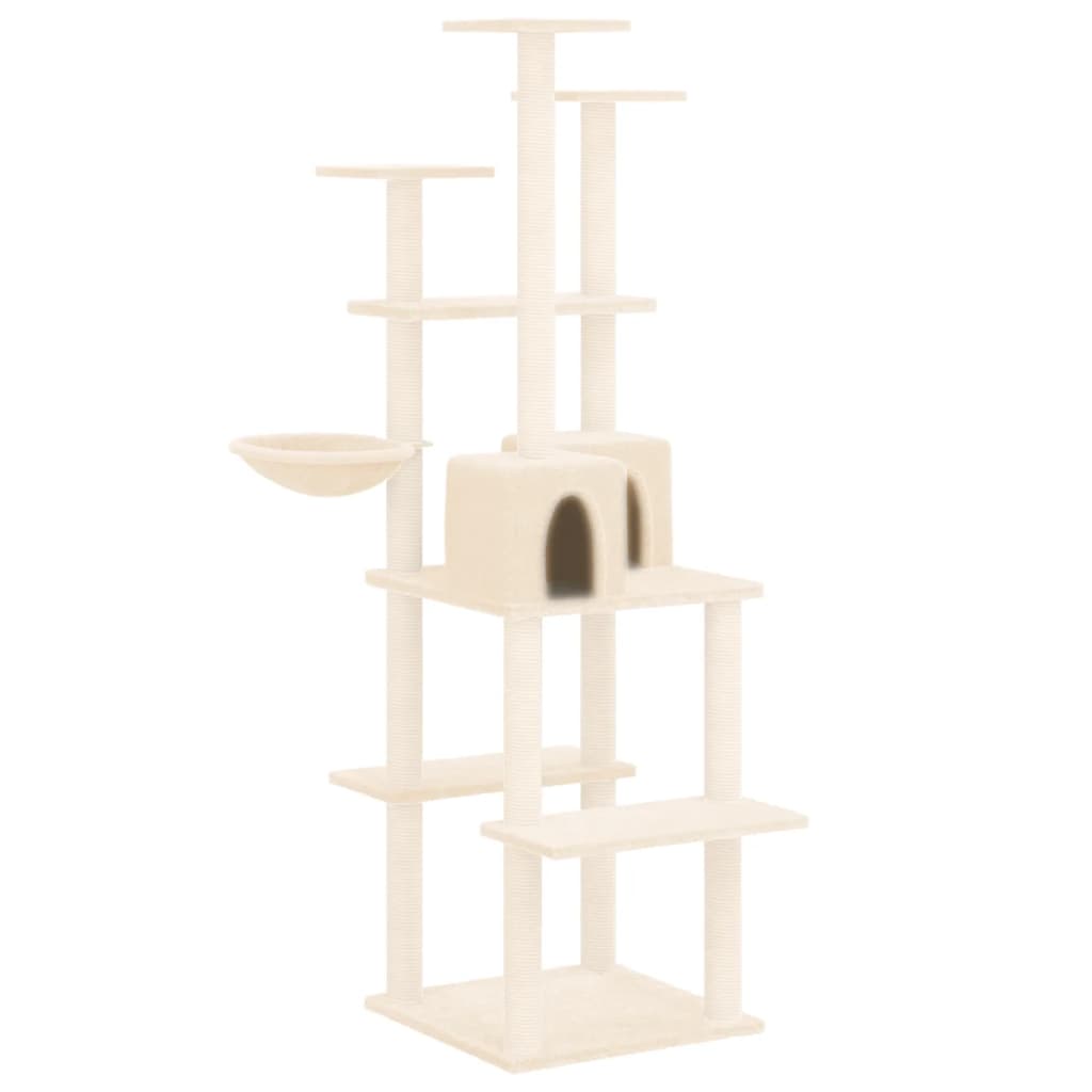 Vidaxl -Katzenmöbel mit Sisal -Kratzerpfosten 167 cm creme -gelenkt