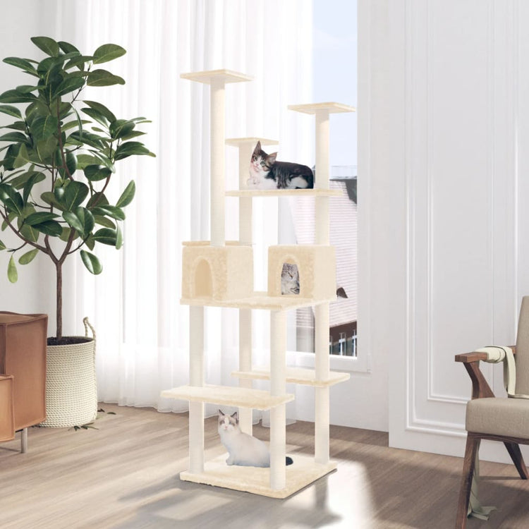 Vidaxl -Katzenmöbel mit Sisal -Kratzerpfosten 167 cm creme -gelenkt