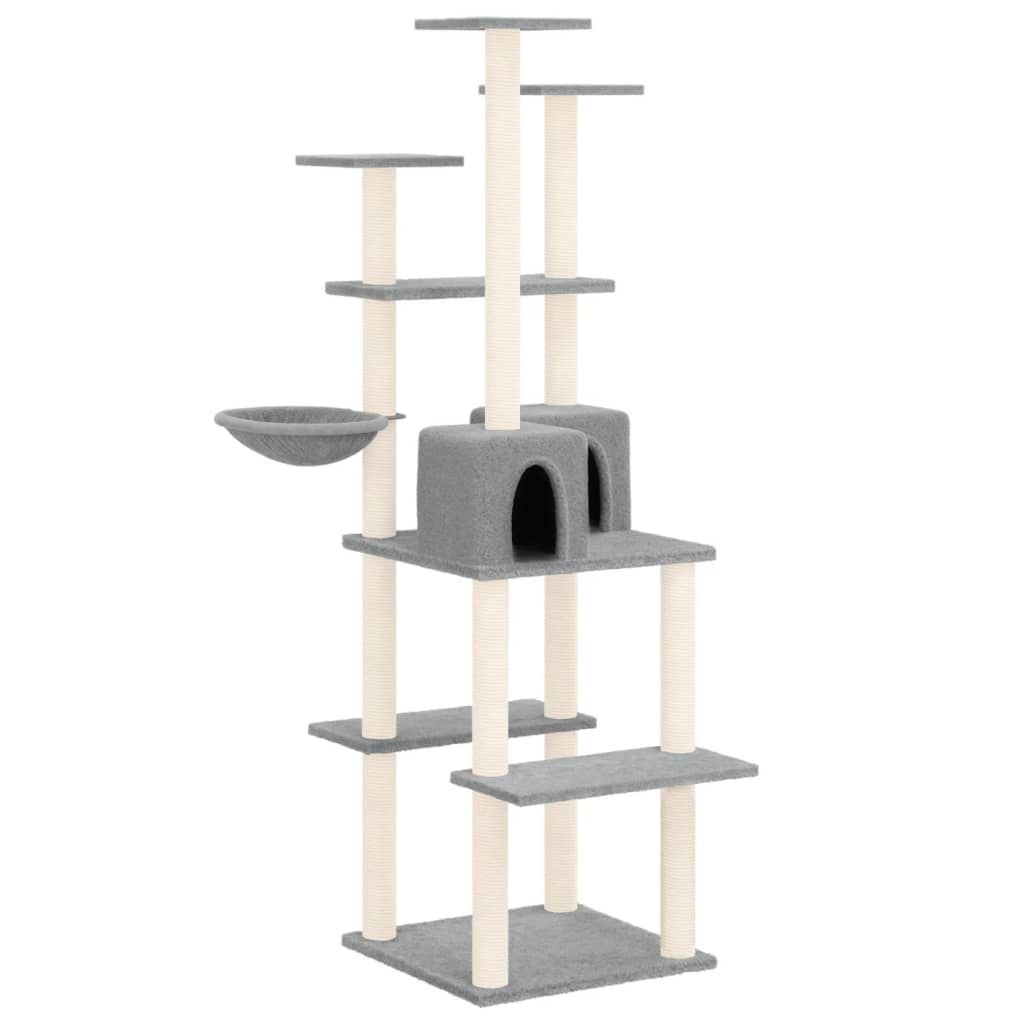 Vidaxl -Katzenmöbel mit Sisal -Kratzerpfosten 167 cm hellgrau