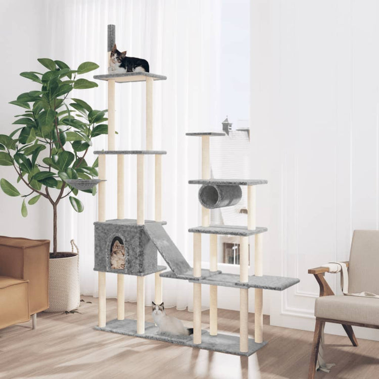 Vidaxl -Katzenmöbel mit Sisal -Kratzerpfosten 279 cm hellgrau
