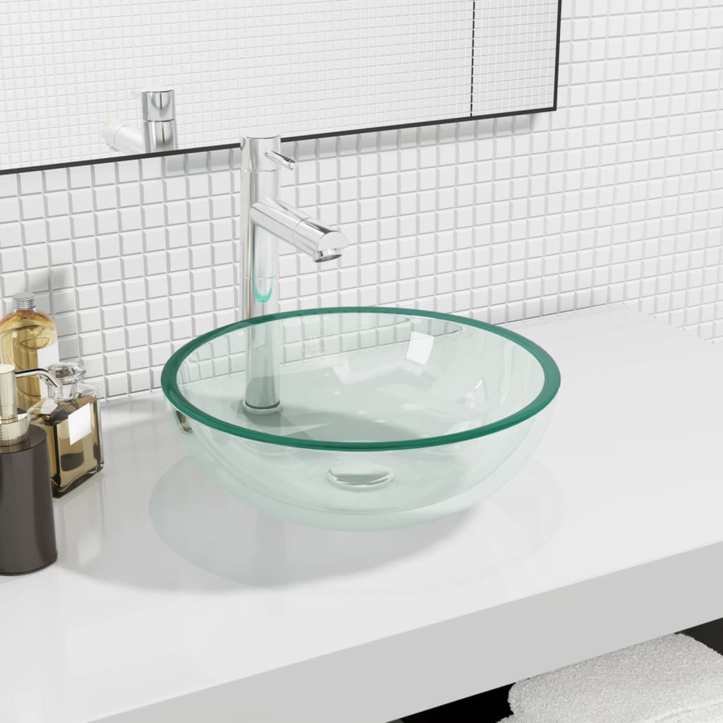 VIDAXL WASHBAIN 35X12 CM TEMPERTE GLASE Transparent