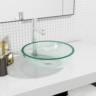 VIDAXL WASHBAIN 35X12 CM TEMPERTE GLASE Transparent