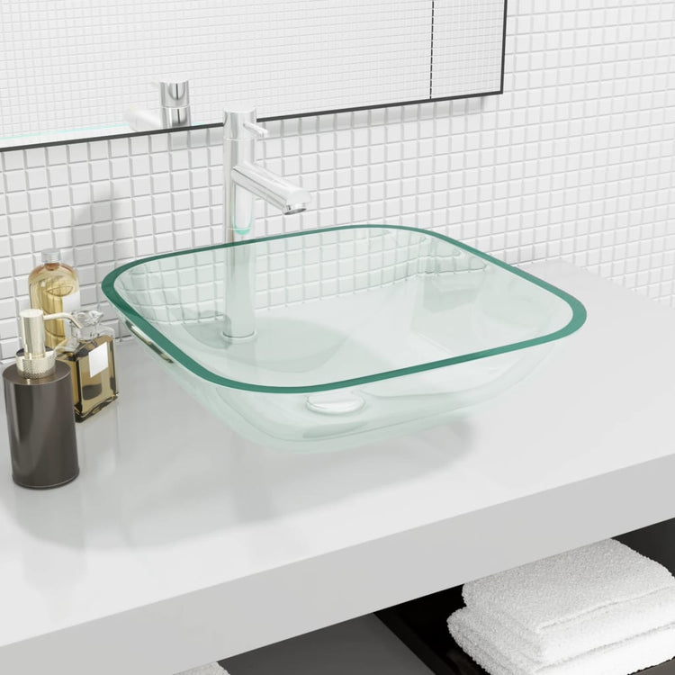 VIDAXL WASHBAIN 42x42x14 cm Glas transparent