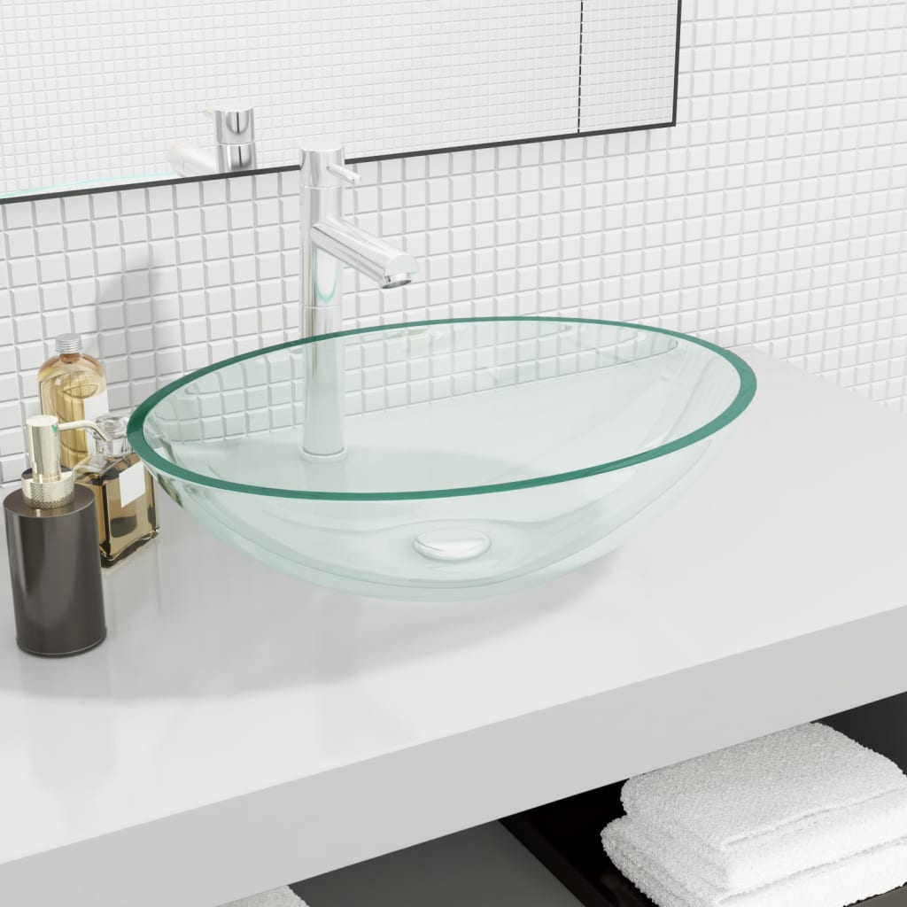 VIDAXL WASHBAIN 50x37x14 cm Glas transparent