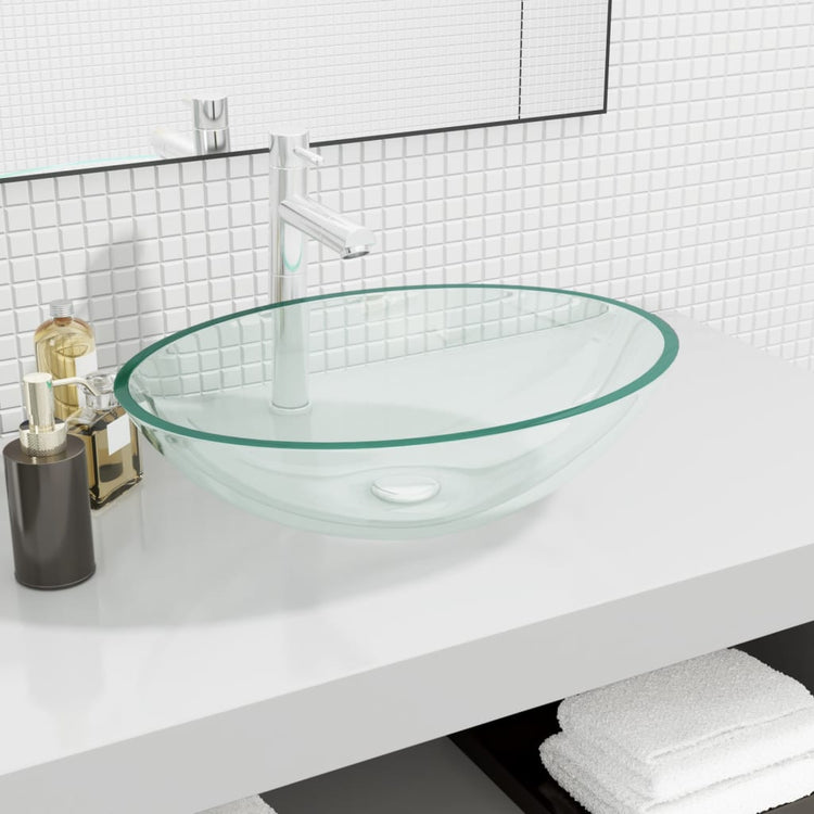 VIDAXL WASHBAIN 50x37x14 cm Glas transparent
