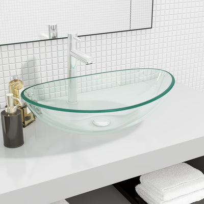 VIDAXL WASHBAIN 54.5X35X15,5 cm Härtetes Glas transparent