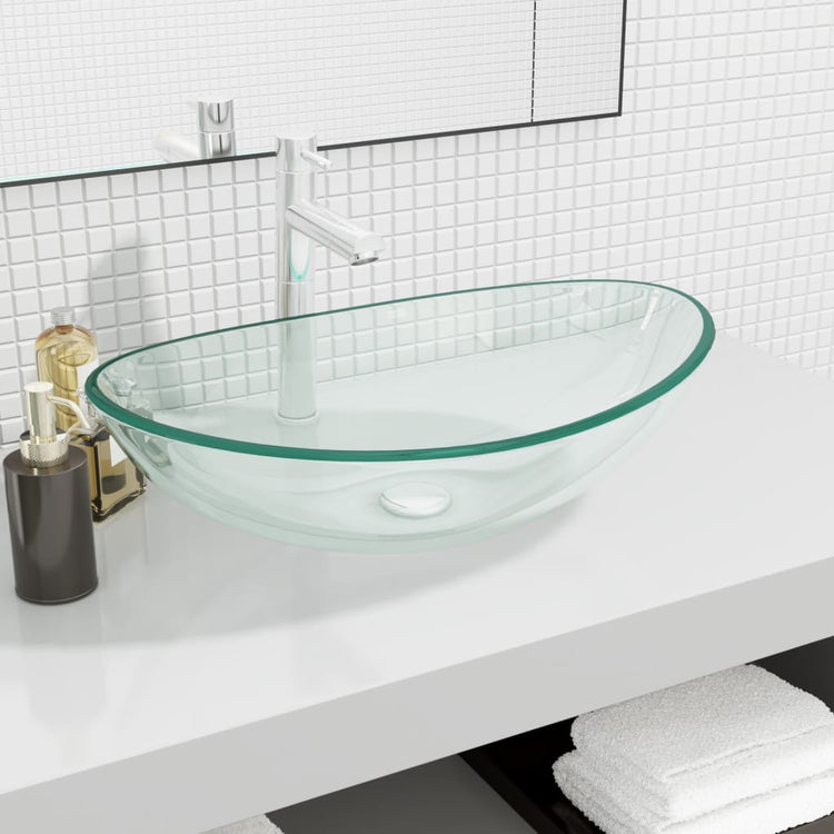 VIDAXL WASHBAIN 54.5X35X15,5 cm Härtetes Glas transparent