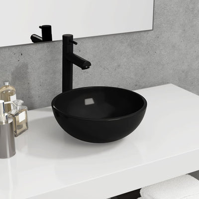 VIDAXL WASHBAIN 30 x 12 cm Schwarzes Glas schwarz