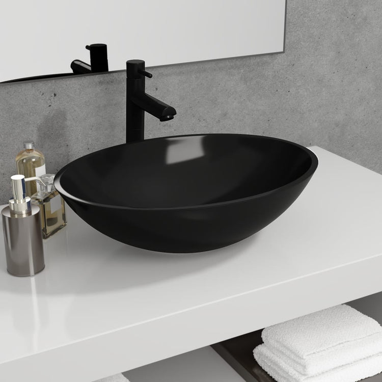 Vidaxl Washbeer 50x37x14 cm Glas schwarz