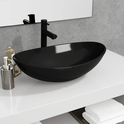 VIDAXL WASHBAIN 54.5X35X15,5 CM Temperiertes Glas schwarz